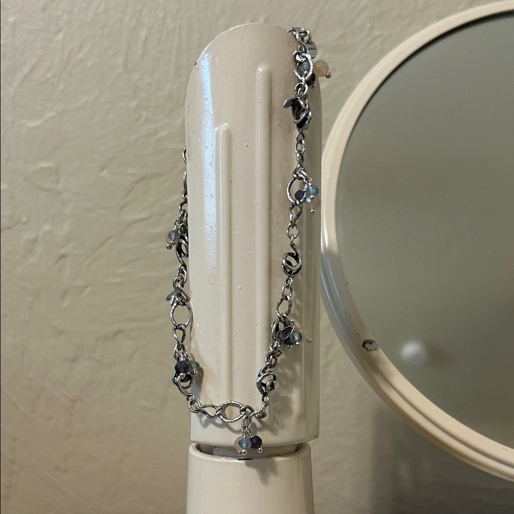 Sterling silver semi-precious stone anklet